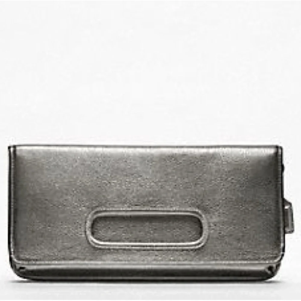 Coach Hampton Weekend Metallic Leather Flap Clutch Bag - Picture 2 of 15